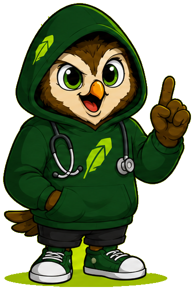 HoodAI owl pointing up