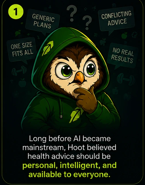 Chapter 1: Long before AI became mainstream, Hoot believed health advice should be personal, intelligent, and available to everyone.